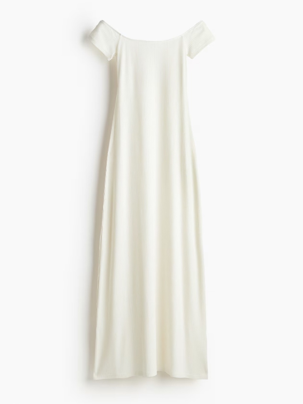RIB-KNIT OFF-THE-SHOULDER DRESS